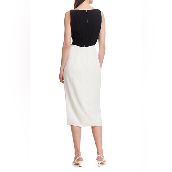 NWOT Jason Wu Collection Two Tone Crepe Sheath Dress In Black Chalk - Picture 4 of 6